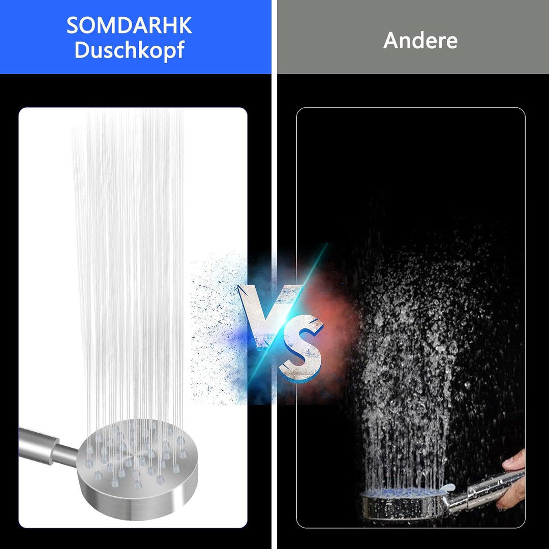 Duschkopf Edelstahl Gebürstet, Duschbrause Wassersparend, Brausekopf Hochdruck, Shower Head Handbrau