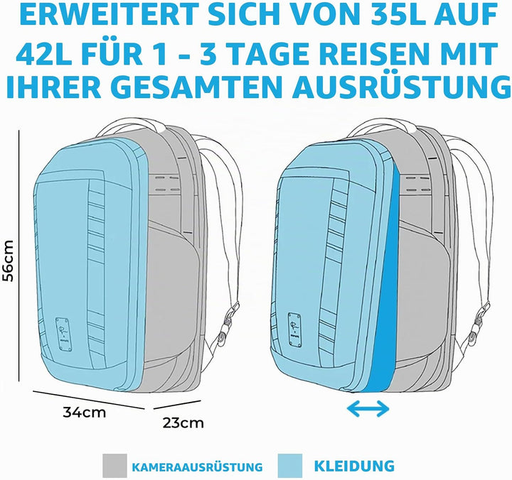 Gomatic Peter McKinnon Kamera Rucksack – XL Reiserucksack 35–42 L – DSLR &amp; Drohnen – Für 1–5 Tage –