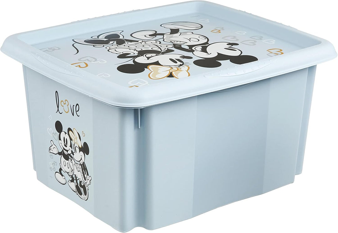 keeeper Micky Maus Aufbewahrungsbox mit Deckel, Dreh- und stapelbar, Für Kinder, 24 l, Karolina, Clo