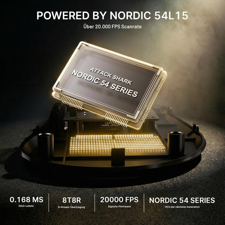 ATTACK SHARK V8 8000Hz Kabellose Gaming-Maus, Nordic 54L15 Chip, PAW3950MAX Sensor, 42000 DPI, 20000