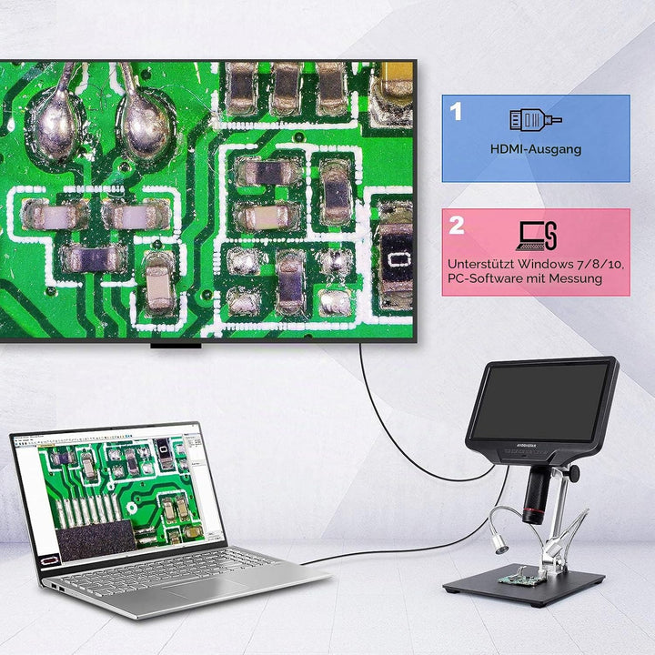 Andonstar AD409 HDMI-Digitalmikroskop, 10,1-Zoll-LCD-Bildschirm-Lötmikroskop, 300-fache elektronisch