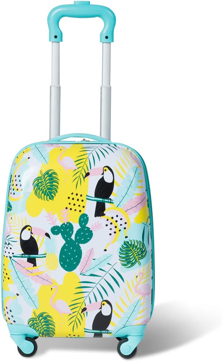 RELAX4LIFE Kinderkoffer mit Rollen, 2 TLG Kinder Kofferset, Koffer(16 inch) + Rucksack(12 inch), Rei