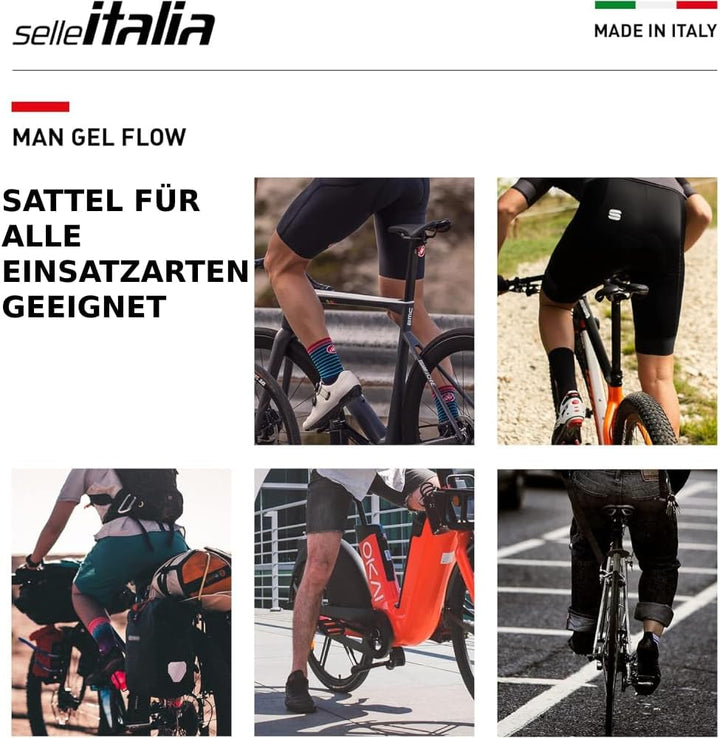 Selle Italia - Sattel für Rennräder, Man Gel Flow, Rail Manganese Rohr Ø 7, Sattel Road Gran Turismu