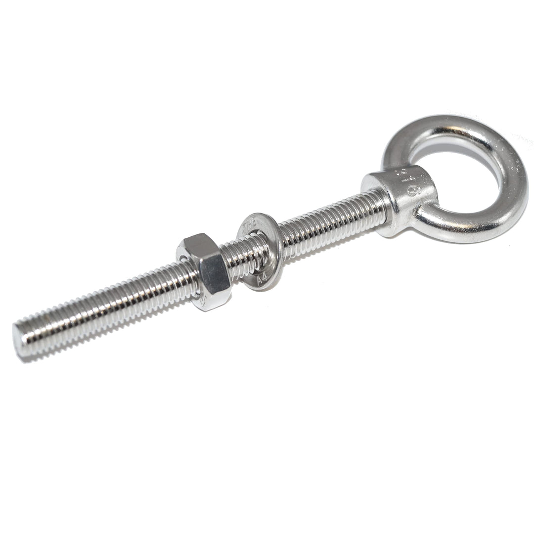 Augbolzen M6X60 Edelstahl A4 8 Stück - Ringbolzen mit metrischem Gewinde, Unterlegscheibe und Mutter