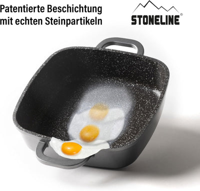 STONELINE 20cm Eckpfanne mit Aromaglasdeckel 20 x 20 cm Grau, 20 x 20 cm Grau