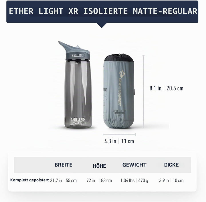 Sea to Summit – Ether Light XR Thermo Luftmatratze Regular – ThermalCore Isolierung – Xpress Ventil