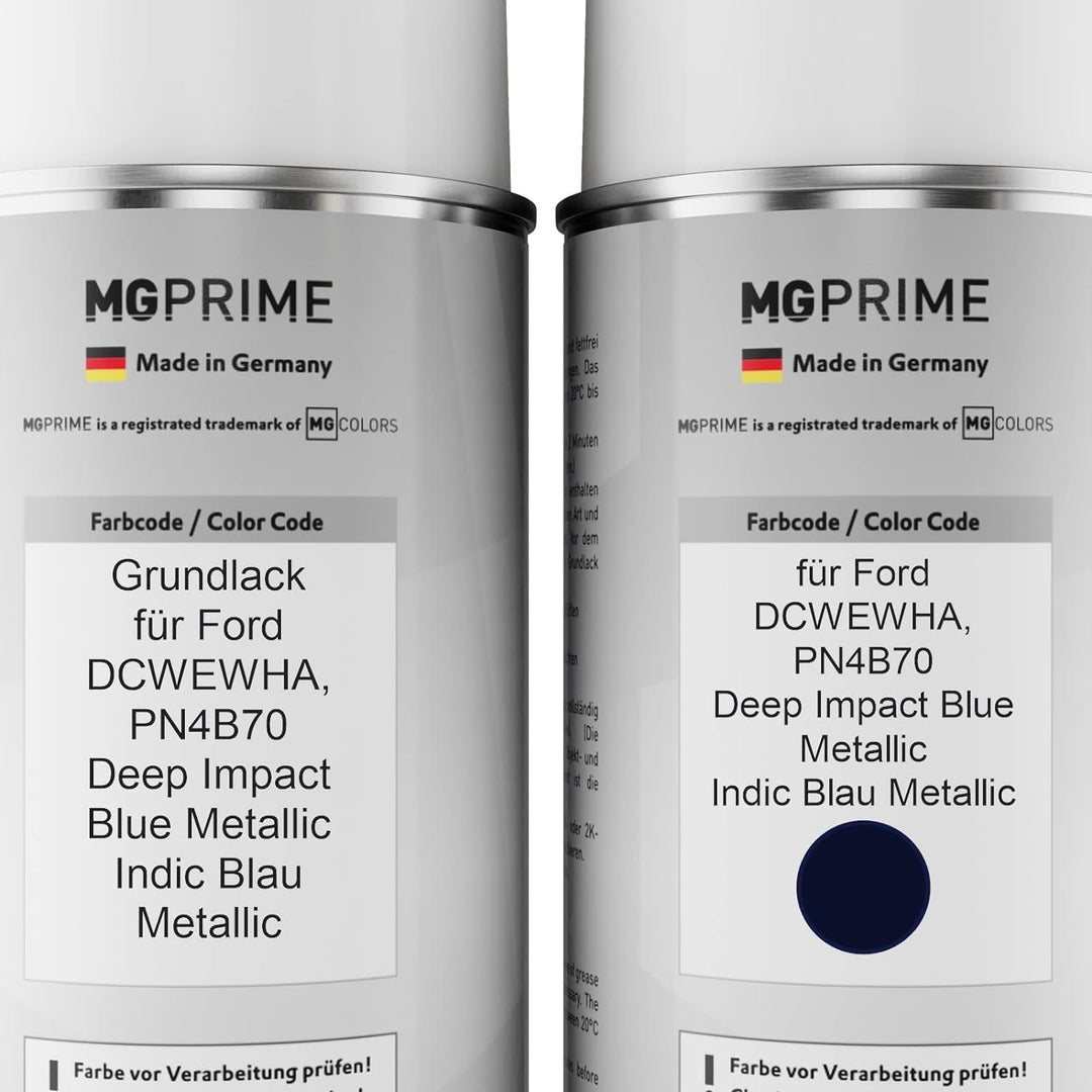 MG PRIME Autolack Sprühdosen Set für Ford DCWEWHA / PN4B70 Deep Impact Blue Metallic/Indic Blau Meta