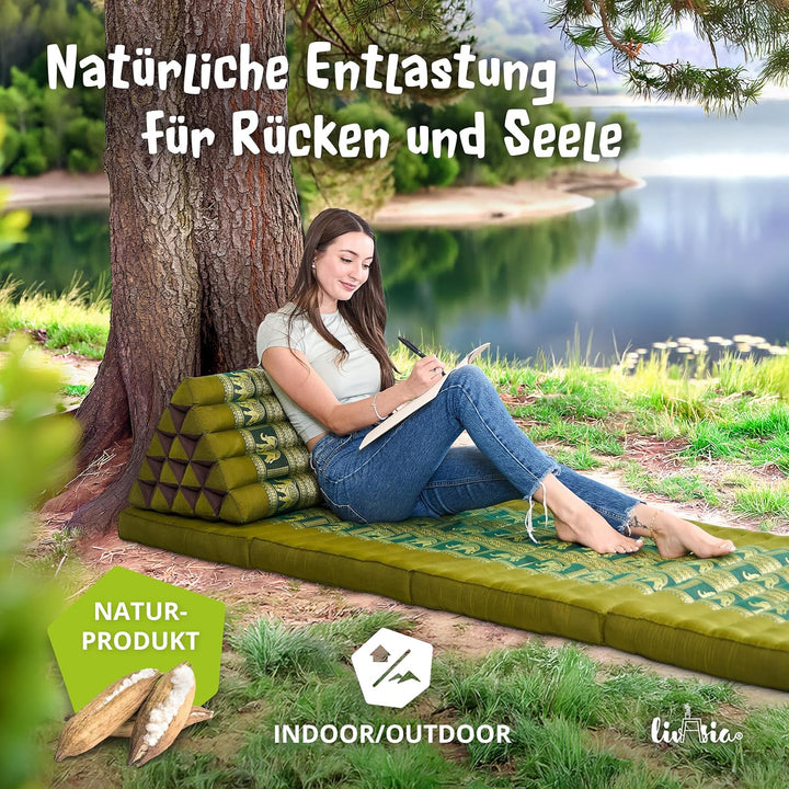 livasia Rückenstützkissen extrahoch mit Thaiseide - 38x55x35cm - Dreieckskissen für Garten/Balkon, K