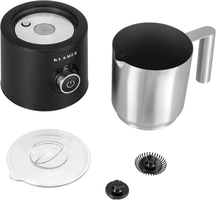 KLAMER elektrischer Milchaufschäumer, Milchaufschäumer elektrisch (250/500 ML), heisser und kalter M