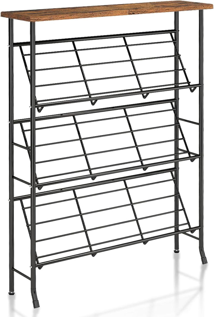 Schuhregal Schmal Metall, Shoe Rack mit 4 Ebenen, Stapelbares Kleines Schuhregal, SchuhstäNder Organ