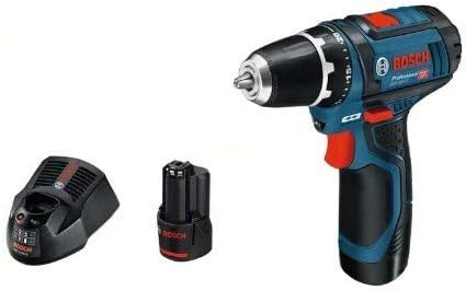 Bosch Professional Akku-Bohrschrauber GSR 12V-15 mit 2 Akkus 12 V, 2,0 Ah im Karton, Schwarz, Blau,