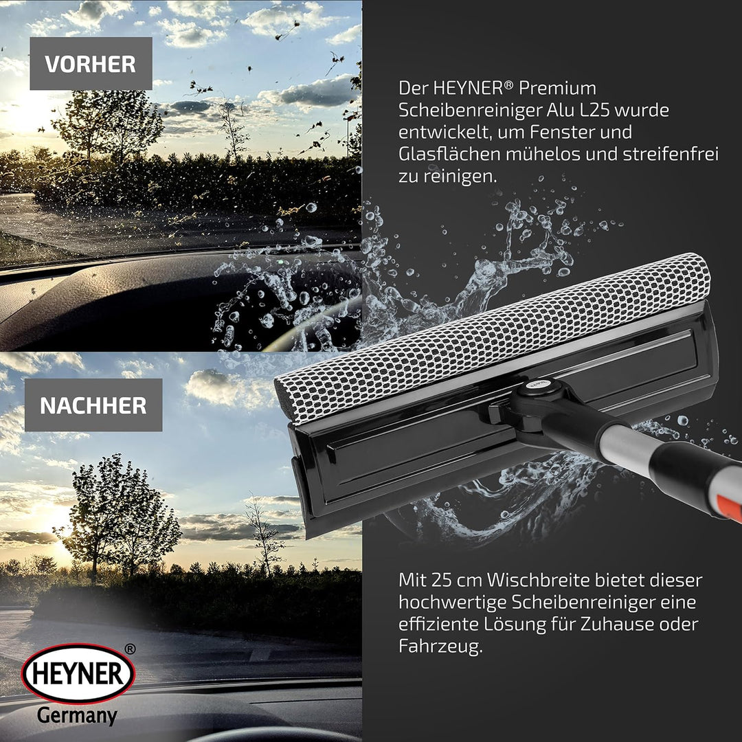 HEYNER® Scheibenreiniger mit Teleskopgriff I klappbar 50-80cm lang I Fensterwischer für Auto, Wohnmo