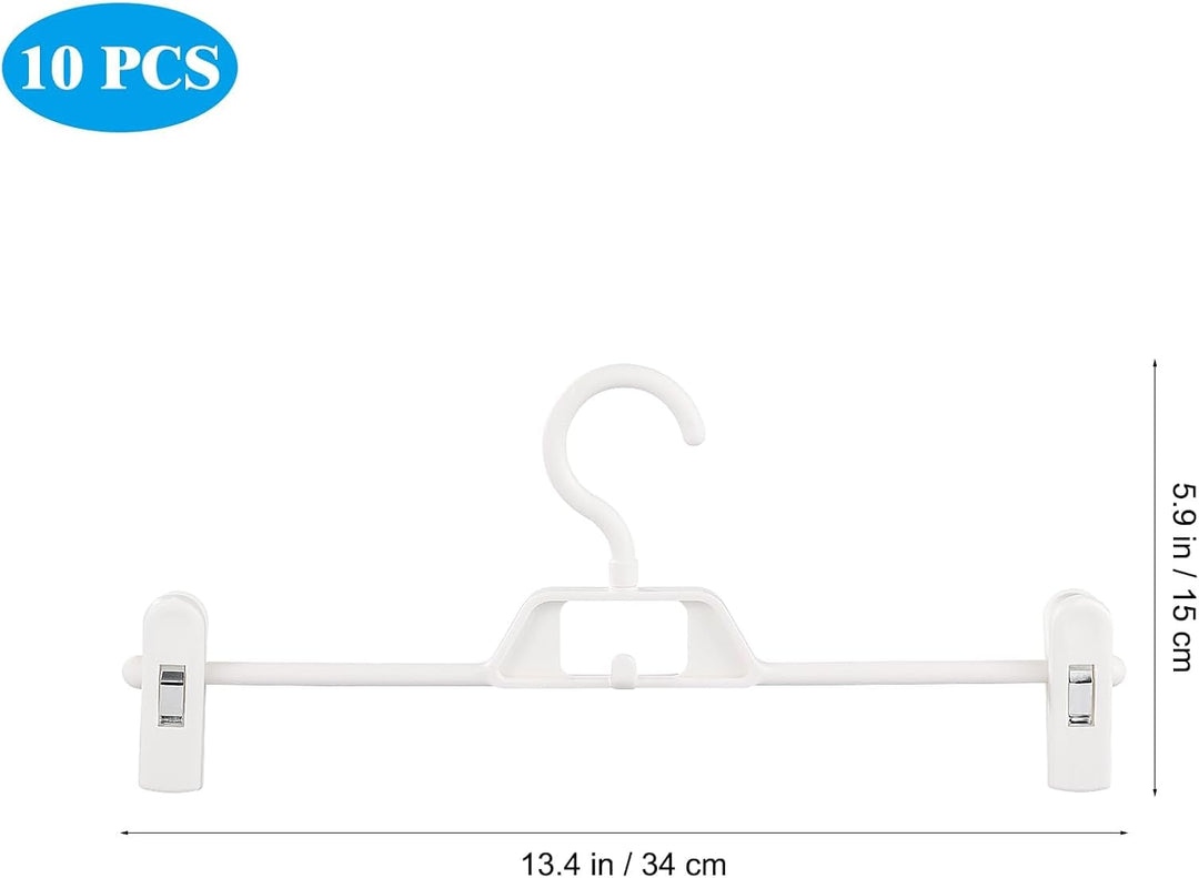 Hosenbügel Hosenspanner 10 Stück Kleiderbügel Kunststoff 34 cm, rutschfeste und Verstellbare Klammer
