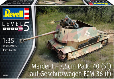 REVELL 03292 03292-Marder I auf FCM 36 Base 1:35 Militär originalgetreuer Modellbausatz für Experten