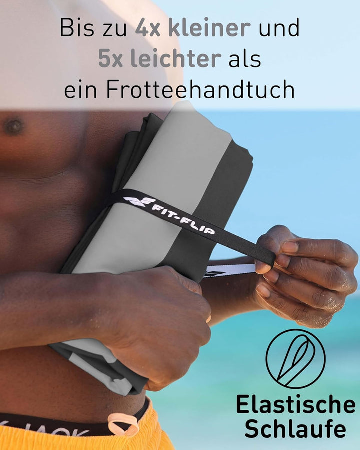 Fit-Flip Strandtuch XXL aus Mikrofaser - leicht und schnelltrocknend - 100% recyceltes Strandhandtuc