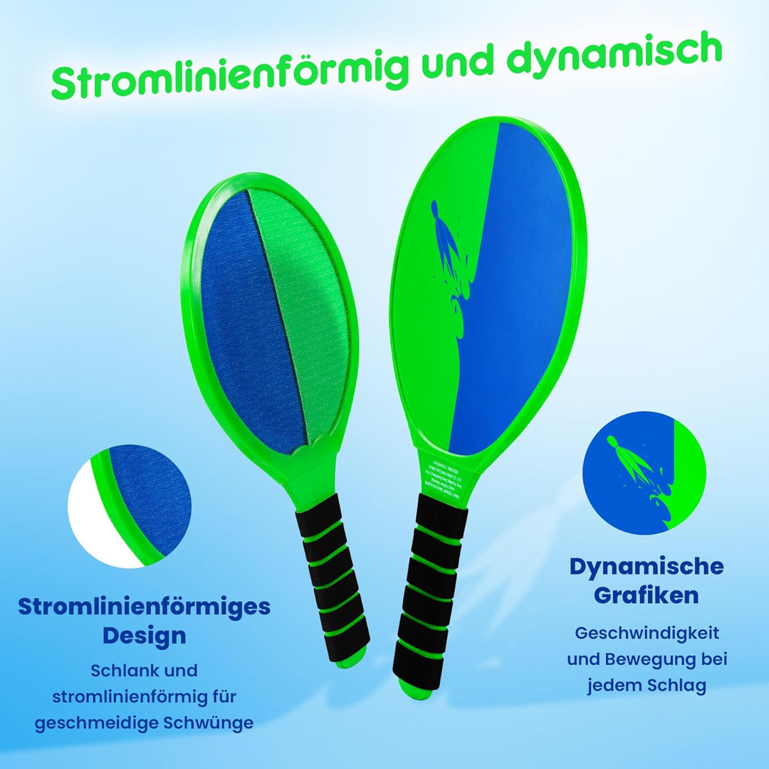 U&C Planet Beachball Set Strandtennis Set Paddle Ball Spiel Klettballspiel Strandschlägerset für Kin