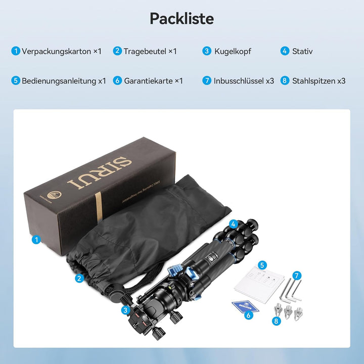 SIRUI AM-223L+AT-10 Carbon Mini Video Kamera Reise Stativ, Ministativ mit Nivellierbasis, AT10 Panor