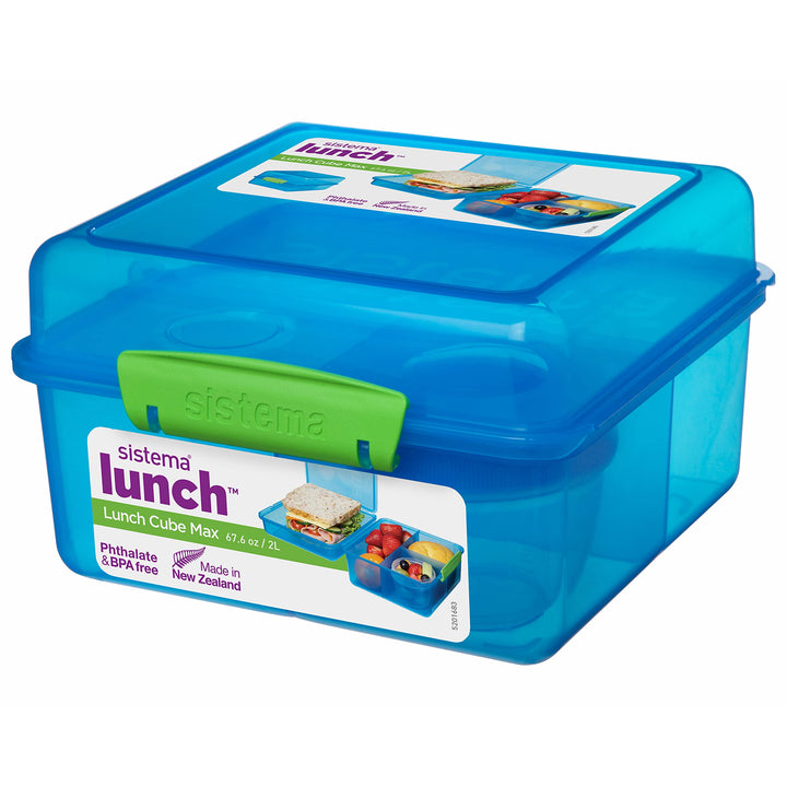 Sistema TO GO Brotdose mit Fächern Cube Max | 2L Bento-Lunchbox mit auslaufsicherem Joghurtbehälter