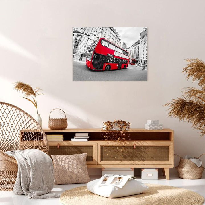 Bilder auf Leinwand Bus London Reise Tourismus Leinwandbild 70x50cm Wandbilder Dekoration Wohnzimmer
