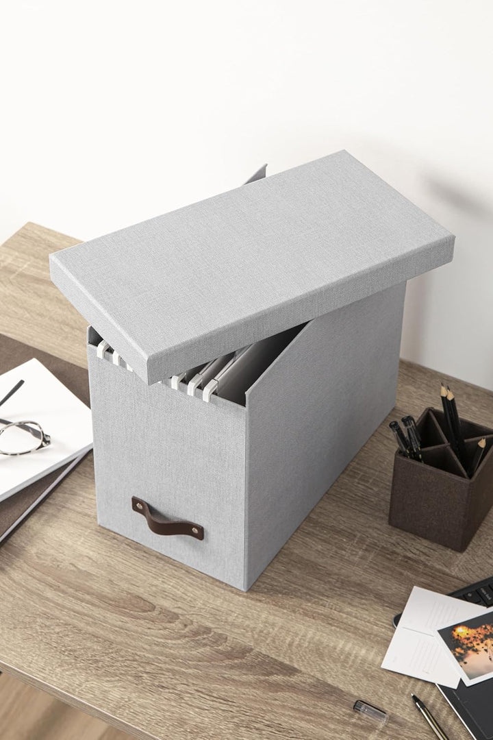 BIGSO JOHAN Hängeregisterbox A4 – Hängemappenbox mit Deckel und Griff – Schreibtischablage für Hänge
