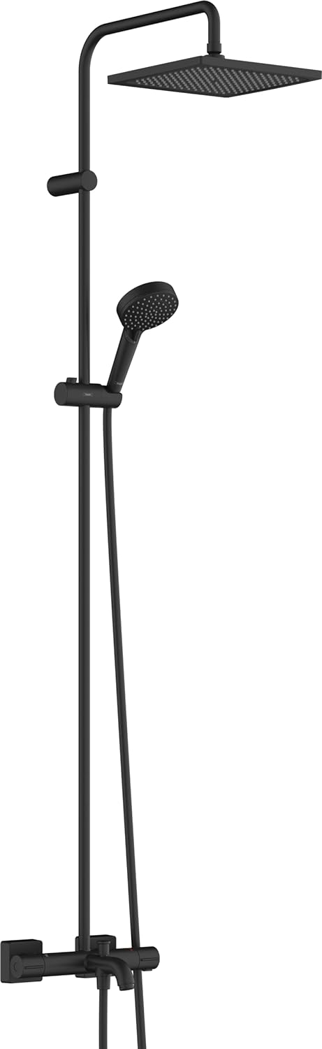 hansgrohe Wannen-Duschsystem Vernis Shape, Brausekopfgrösse 240 x 240 mm, Duschset mit Wannenthermos