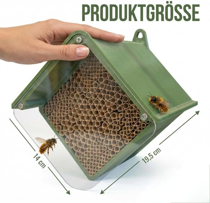 BEESI Insektenhotel für Wildbienen – Wetterfeste Nisthilfe mit 266 auswechselbaren Nisthülsen – Lang