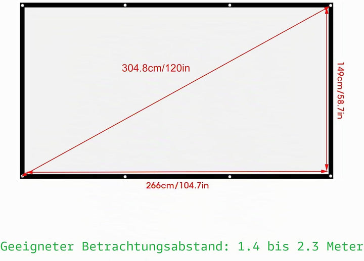 Projektor-Leinwand, 40 Zoll / 60 Zoll / 72 Zoll / 84 Zoll / 100 Zoll / 120 Zoll 16:9 HD Verdicken Tr
