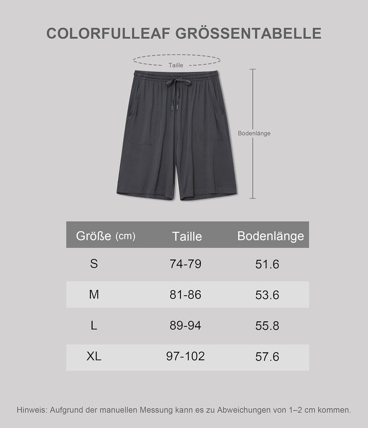 COLORFULLEAF 2er/3er Pack Schlafanzughose Herren Kurz Bambus Pyjamahose Schlafhose Weich Sommer Frei