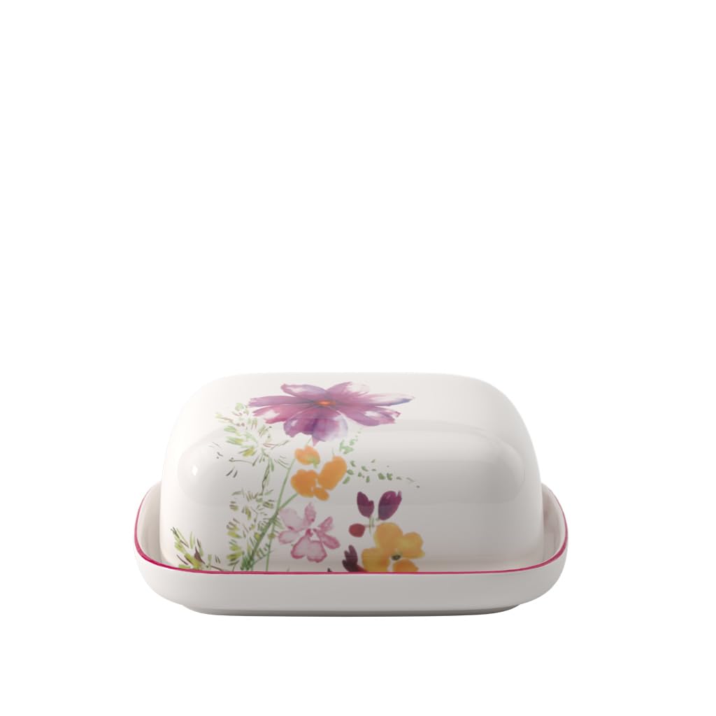 Villeroy & Boch - Mariefleur Basic Butterdose mit Deckel Bunt, Spülmaschinenfest, Mikrowellensicher,