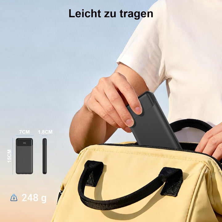 Powerbank 20000 mAh mit Integrierten 3 Kabeln, 22,5 W Schnellladung Power Bank Tragbares Ladegerät P