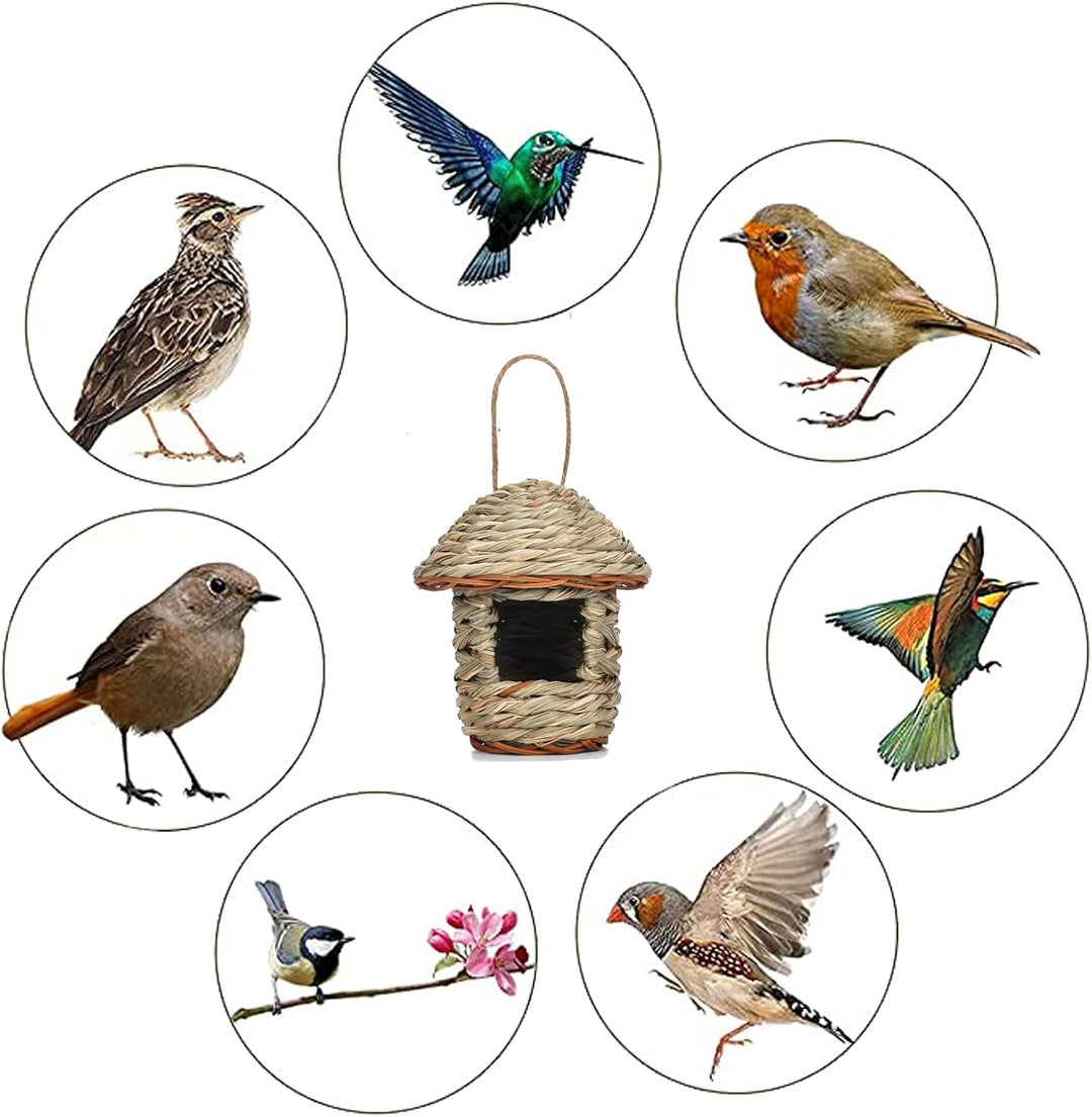 2 Stück Vogelnest Gras, Vogelhäus zum Aufhängen, 100% Handgewebte Vogelhäuser, Gras Bird Nest für Vö