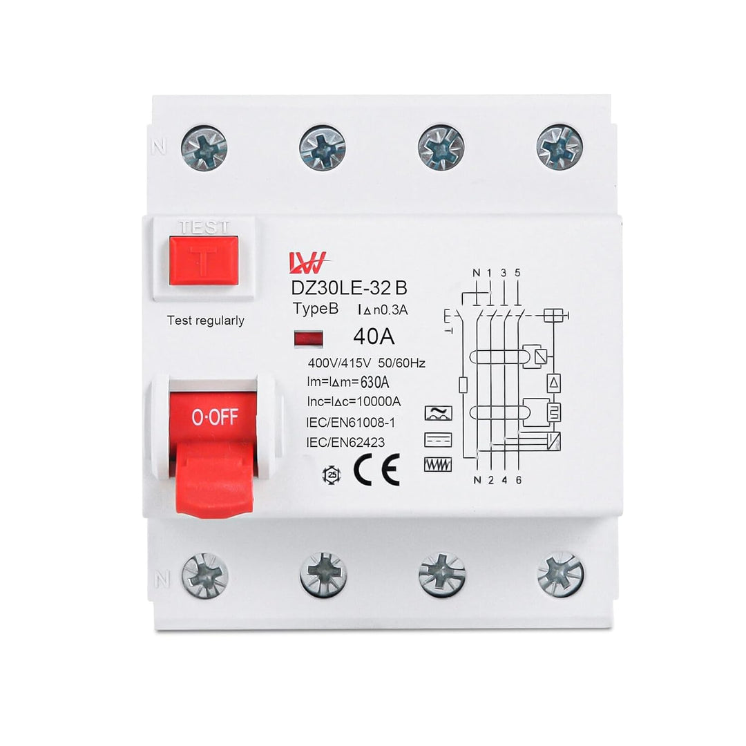Fi Fehlerstromschutzschalter Rcd Typ-b Wallbox E-auto Allstromsensitiv 40a 300ma 4 polig,fi schutzsc