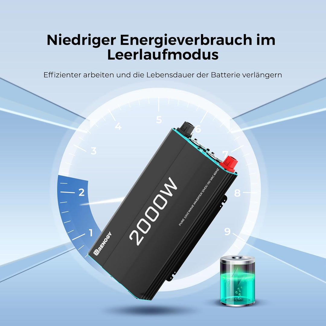 Renogy 2000W/4000W 12V zu 230V Reiner Sinus Wechselrichter mit Netzvorrangschaltung, Spannungswandle