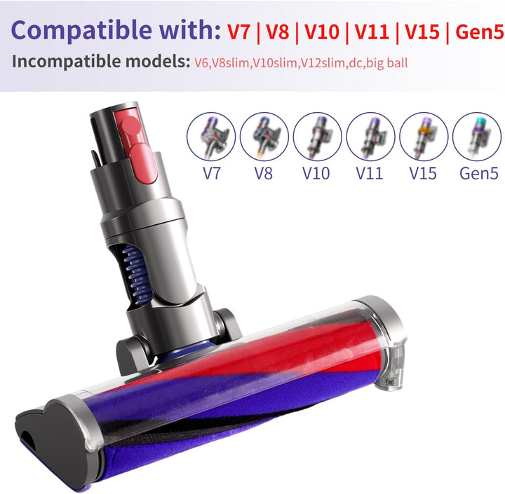 KENVOR Bürste Kompatibel mit Dyson V7, V8, V10, V11, V15, Gen 5 Staubsaugern, Bodendüse Softroller m