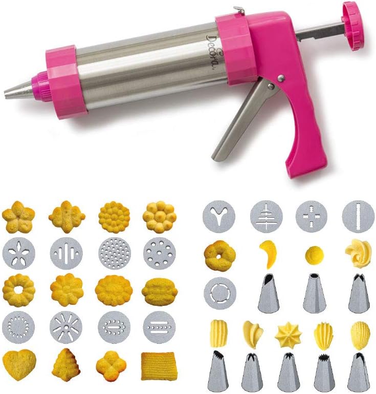 Decora 0142010 GEBÄCKPRESSE COOKIE MIT 13 MOTIVSCHEIBEN UND 8 SPRITZTÜLLEN