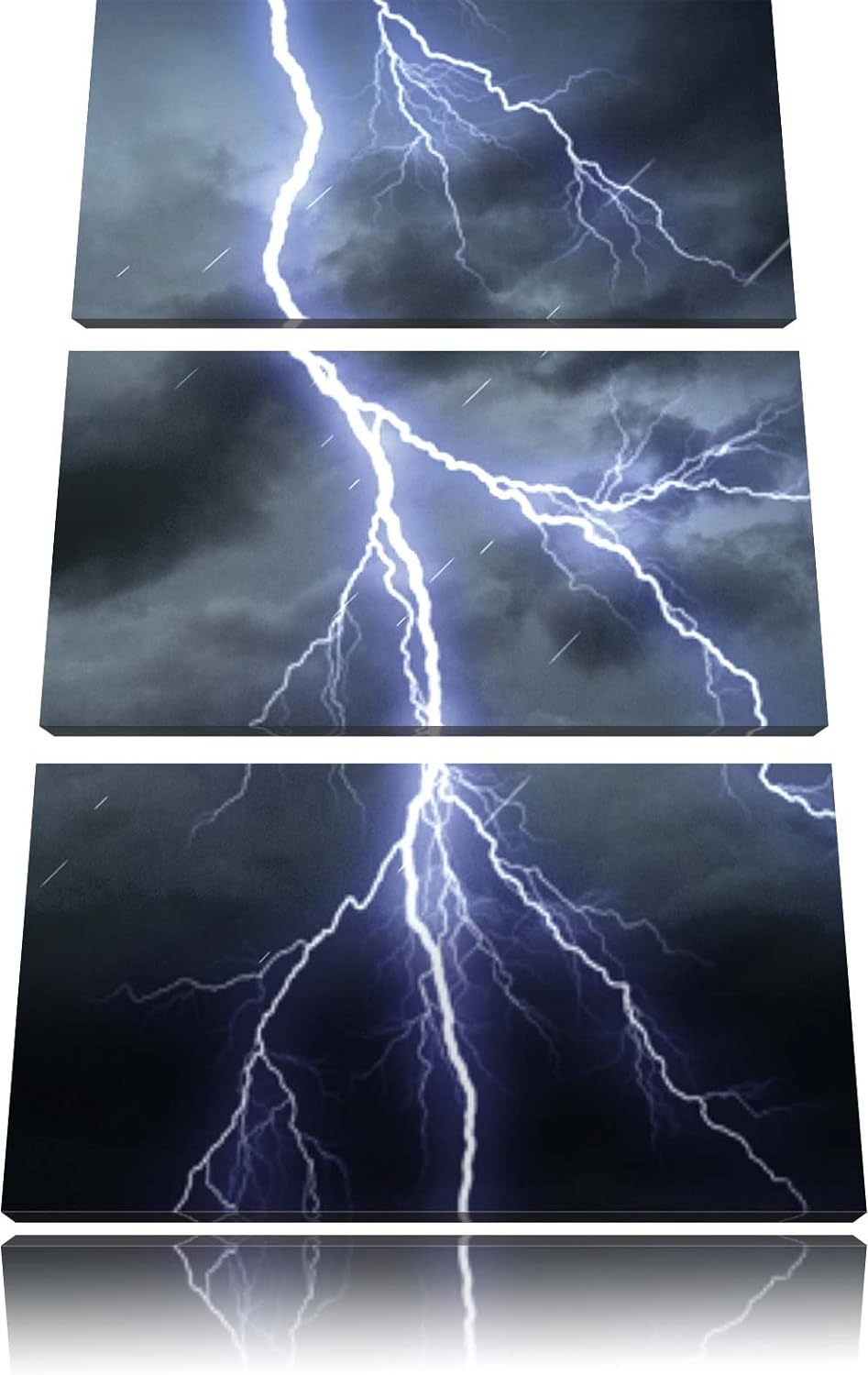 Pixxprint Gefährlicher Blitz am Gewitterhimmel 3-Teiler Leinwandbild 120x80 Bild auf Leinwand