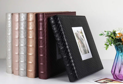 RECUTMS Fotoalbum 10 x 15 600 Fotos Schwarze Innenseite Knopf Genarbtes Leder Grosse Kapazität Fotoa
