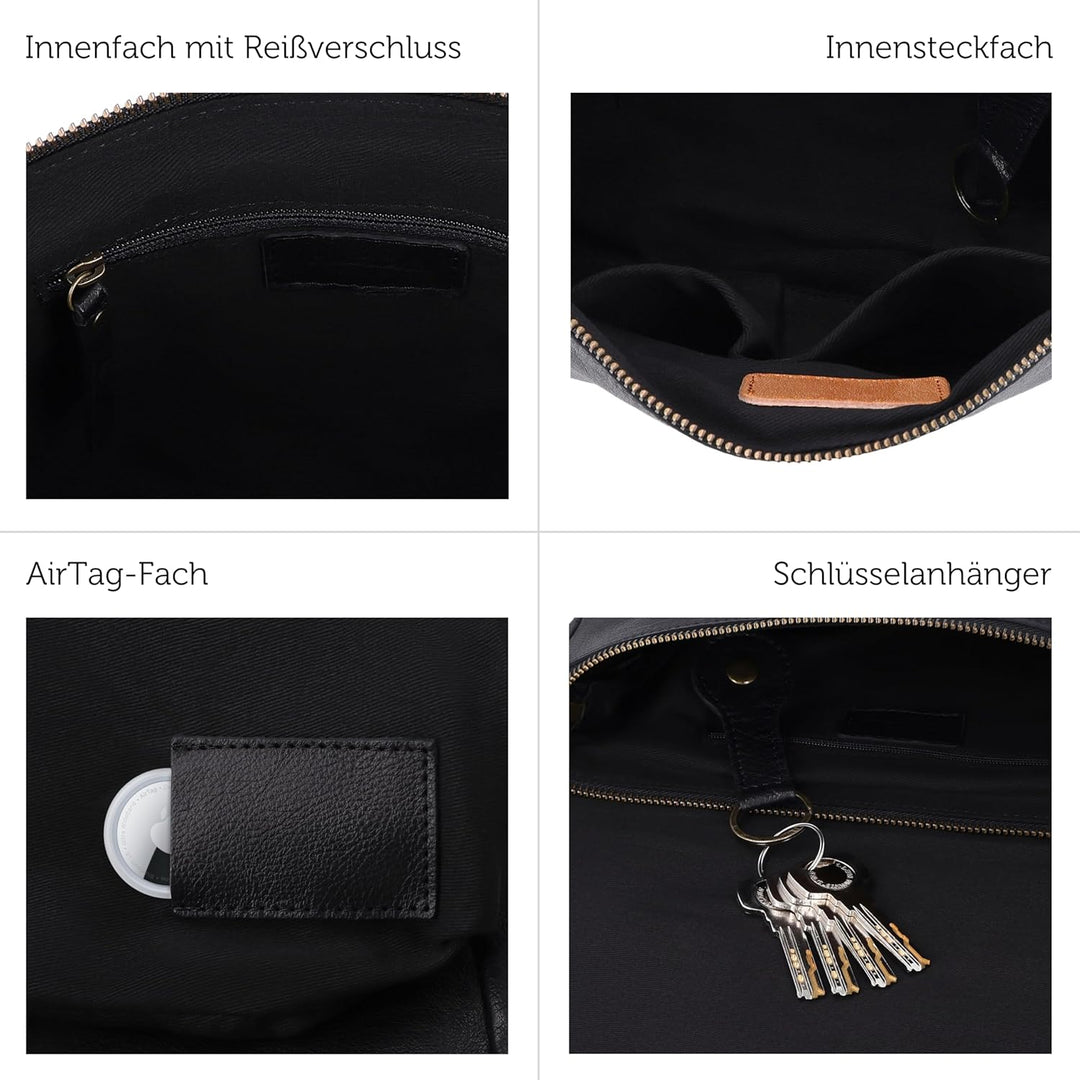 Gusti Handtasche Leder - Maisie Damen Handtasche Schultertasche Umhängetasche Ledertasche klein Schw