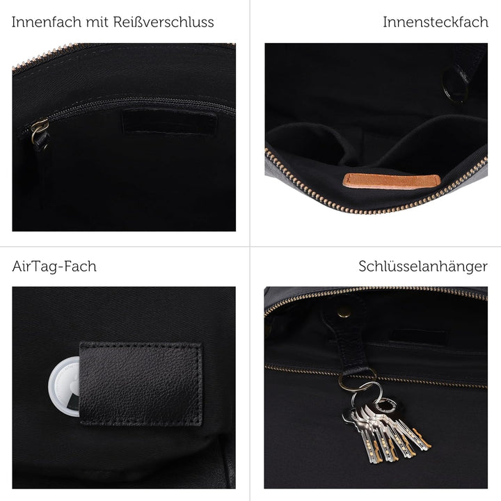 Gusti Handtasche Leder - Maisie Damen Handtasche Schultertasche Umhängetasche Ledertasche klein Schw