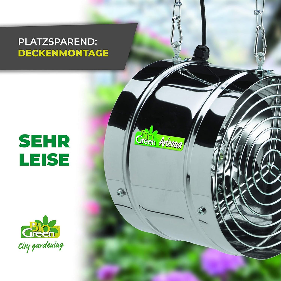 Bio Green Ventilator, 31W, 460 qm/h für Gewächshaus und Wintergarten, IP X4 spritzwassergeschützt, E