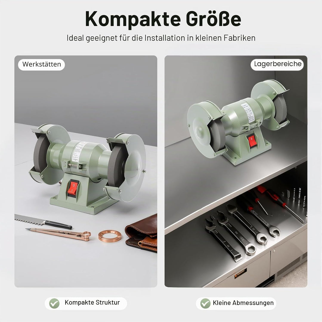 Poliermaschine 250W mit 2 Polierscheiben Ø 125mm, 2800rpm, Doppelschleifer, Tischpolierer Poliermasc