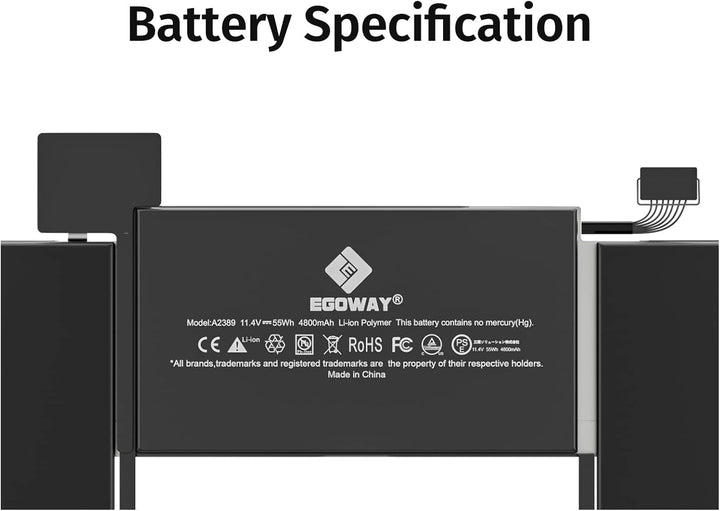A2337 Laptop Akku, Egoway A2389 Replacement Battery for MacBook Air 13 inch A2337 M1 (2020), EMC 359
