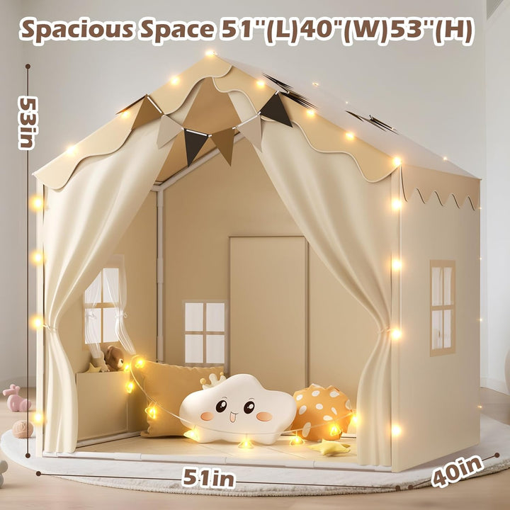 EagleStone 2-in-1 Kinderzelt mit Sternenlicht & gepolsterter Matte, Spielzelt und Bettzelt für Kinde