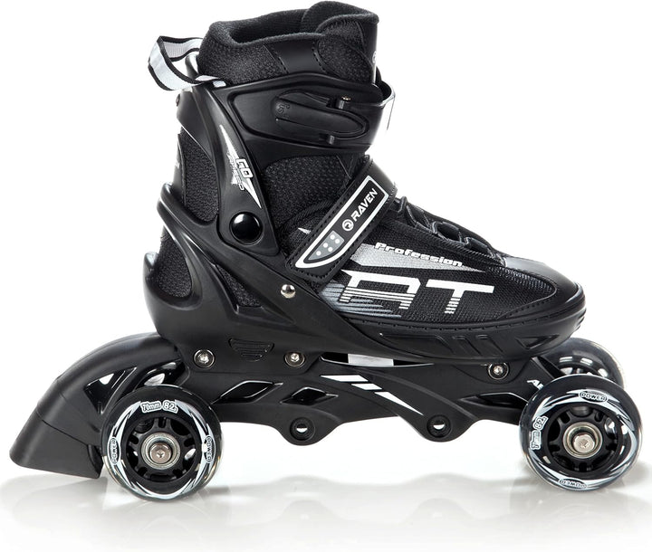 4in1 Inlineskates/Triskates/Rollschuhe/Schlittschuhe Raven Profession Schwarz 31-35(20,5cm-22,5cm),