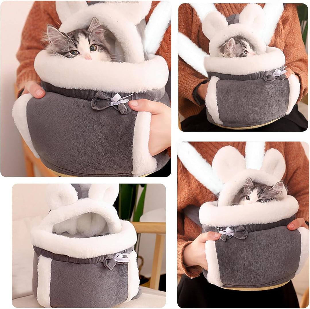 PETCUTE Katzen Tragetasche, Atmungsaktive Haustier-Rucksack mit 2 Taschen, Weicher und Warmer Hausti