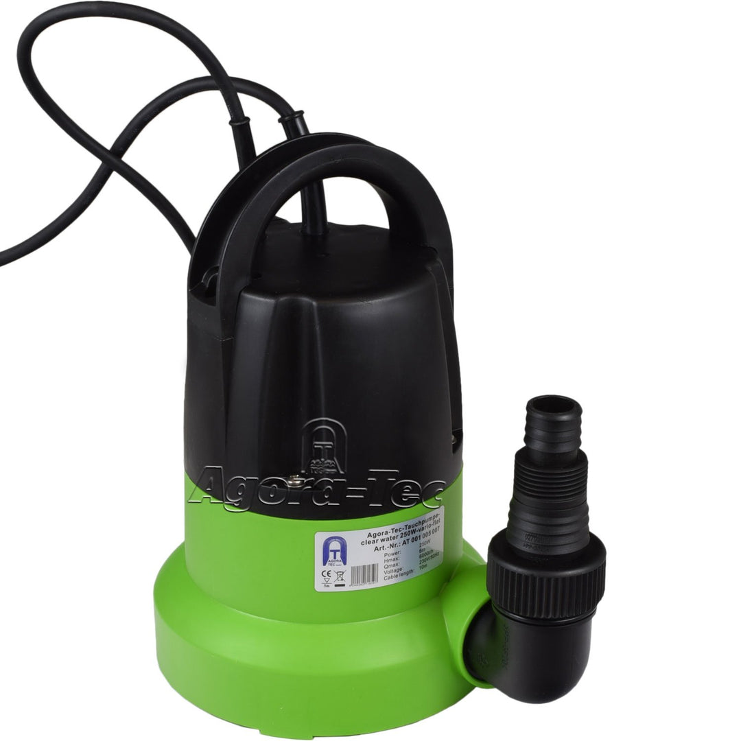 Agora-Tec® at-Tauchpumpe Clear Water 250W-vario- Control Flat flachsaugend auf 1 mm mit integrierten