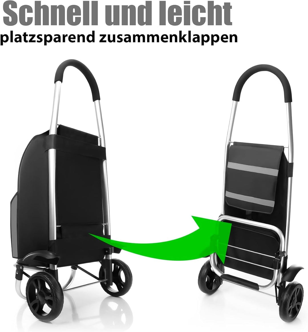 BigDean Einkaufstrolley klappbar mit Kühlfach - auch als Sackkarre nutzbar - Einkaufswagen mit extra