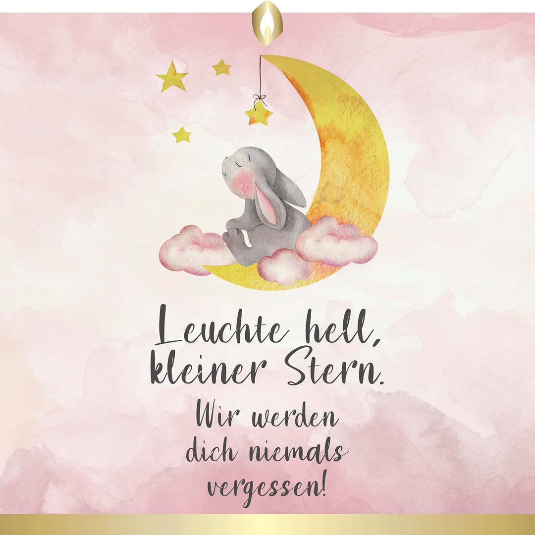 10er Set HOFER GRABKERZEN 4 Tage Brenndauer - Das Original [Sternenkind rosa] Trauerkerzen mit Decke