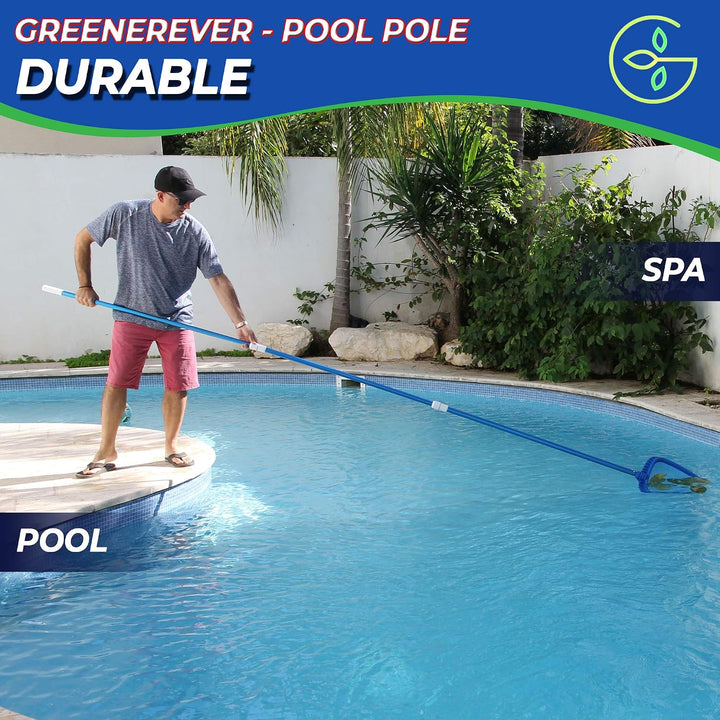 Greenerever 450 cm Schwimmbad Stange Teleskop Aluminium Stange für Skimmer Netze Vakuum Köpfe mit Sc