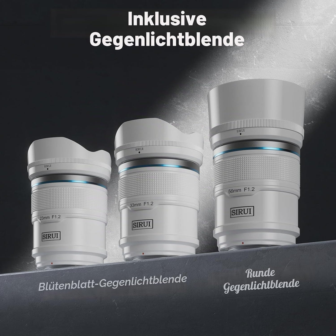 SIRUI Sniper Autofokus-Objektiv-Kit 23mm/33mm/56mm f/1.2 – APS-C für Sony E-Mount (A5, A6, FX30, ZV-